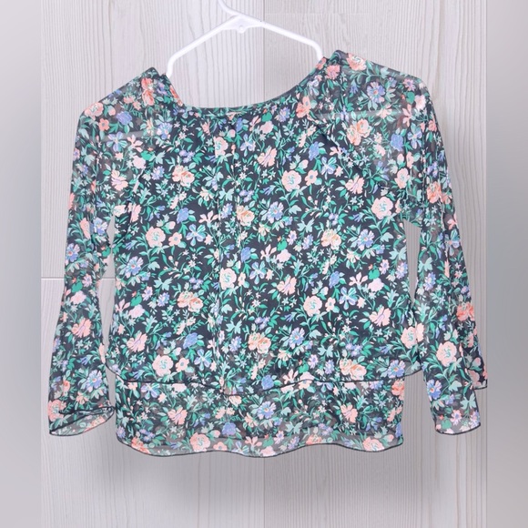KIDDO BY KATIE Girls Sheer Layered Floral Shirt - Picture 2 of 6